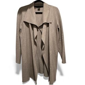 Rachel Zoe x Quinny Taupe Gray Open Front Waterfall Cardigan